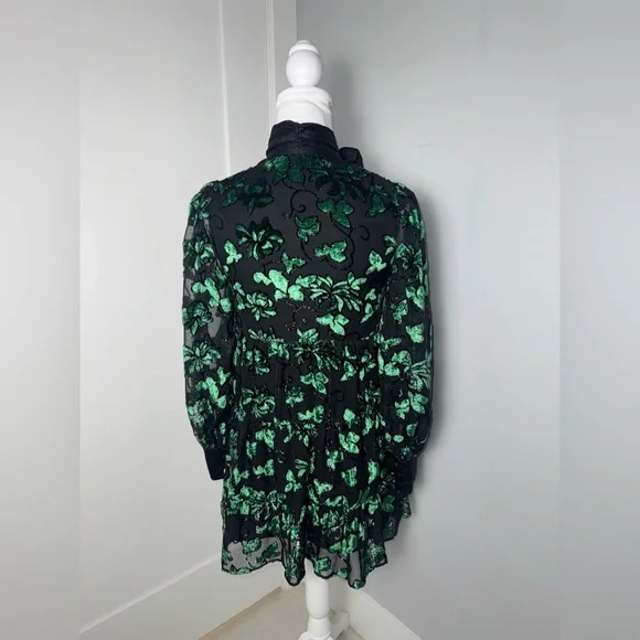 Alice + Olivia Black and Green Mini Dress - Picture 9 of 15